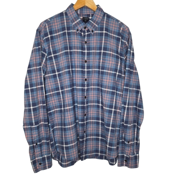 J. Crew Men's Homespun Cotton Colorful Plaid Button Down Shirt Size XL - Picture 1 of 9